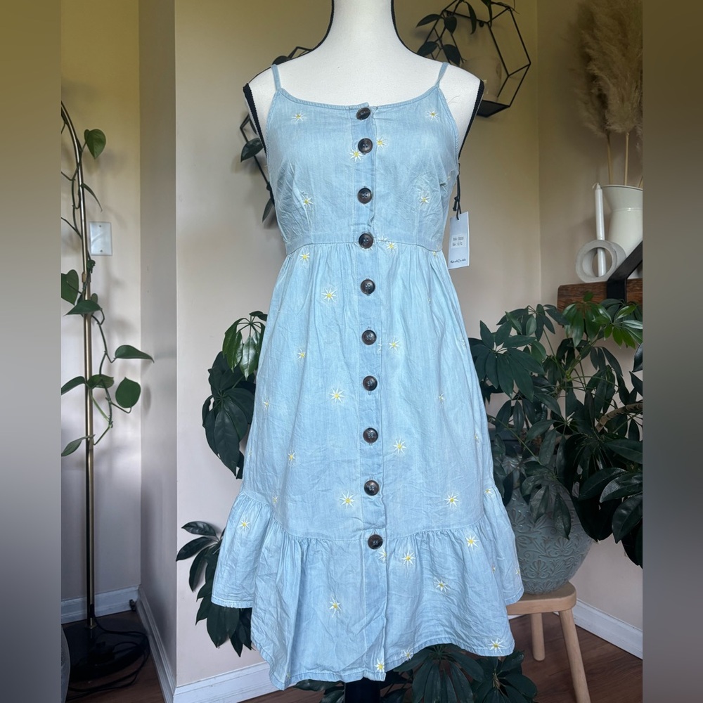 NWT- Japna Blue Cotton Daisy Embroidered Sundress - Picture 1 of 6
